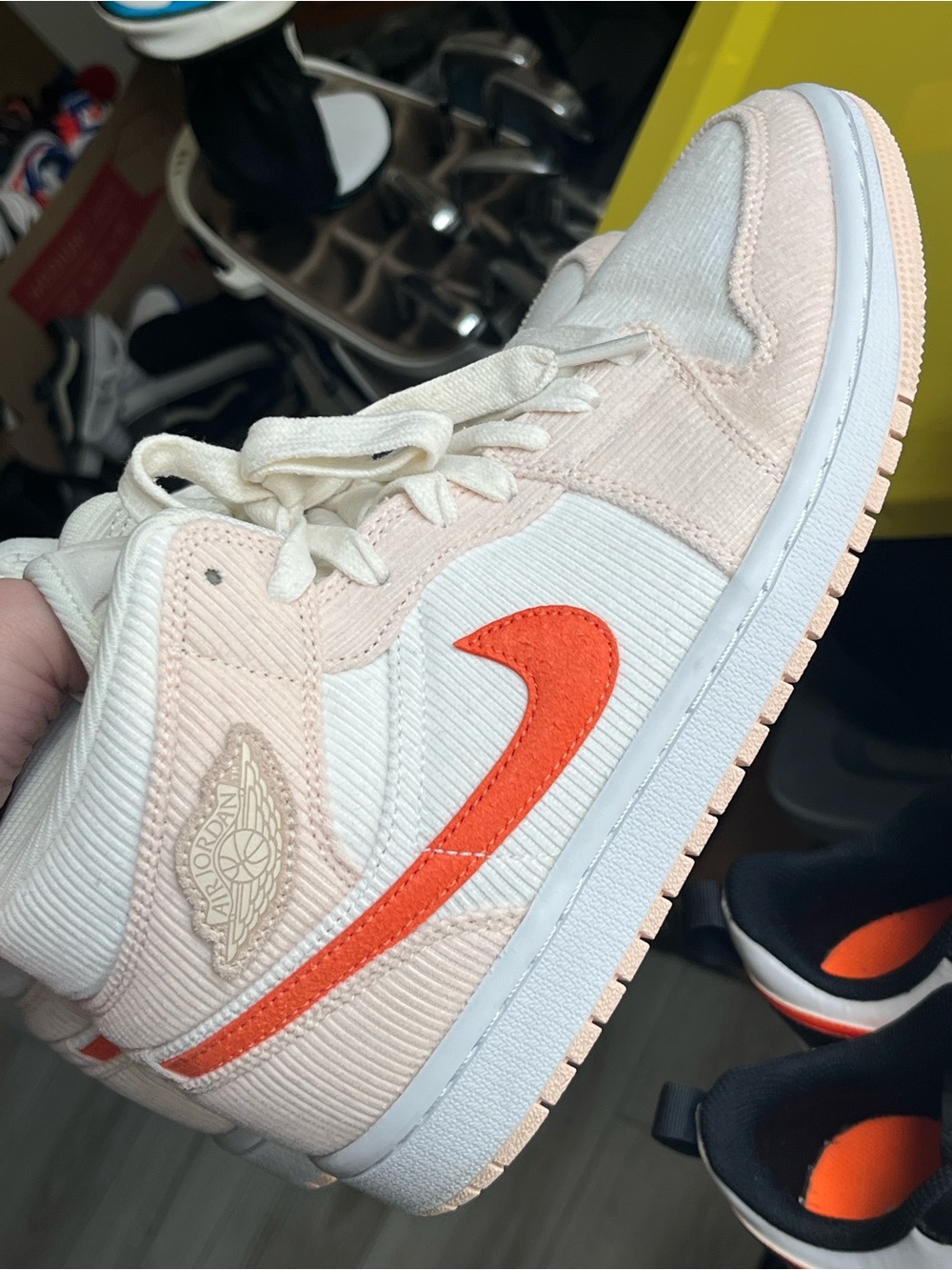 Nike Air Jordan 1 Mid Corduroy - Cream and Orange